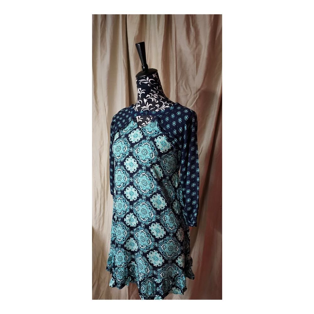 Justice Mini Boho Keyhole Dress/Top 3/4 inch Sleeves Juniors Size 16
